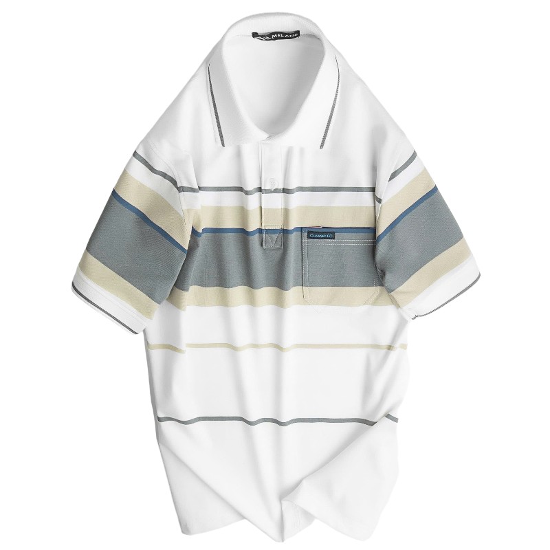 Áo Thun Sọc Nam Trung Niên Cổ Bẻ Có Túi Thun Cotton Cao Cấp (Có size 3x)