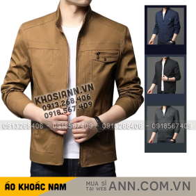 Áo khoác nam vải dù 2 lớp Yessir Áo Khoác Kaki Nam Phối Túi Trước Ngực Cao Cấp - AK090