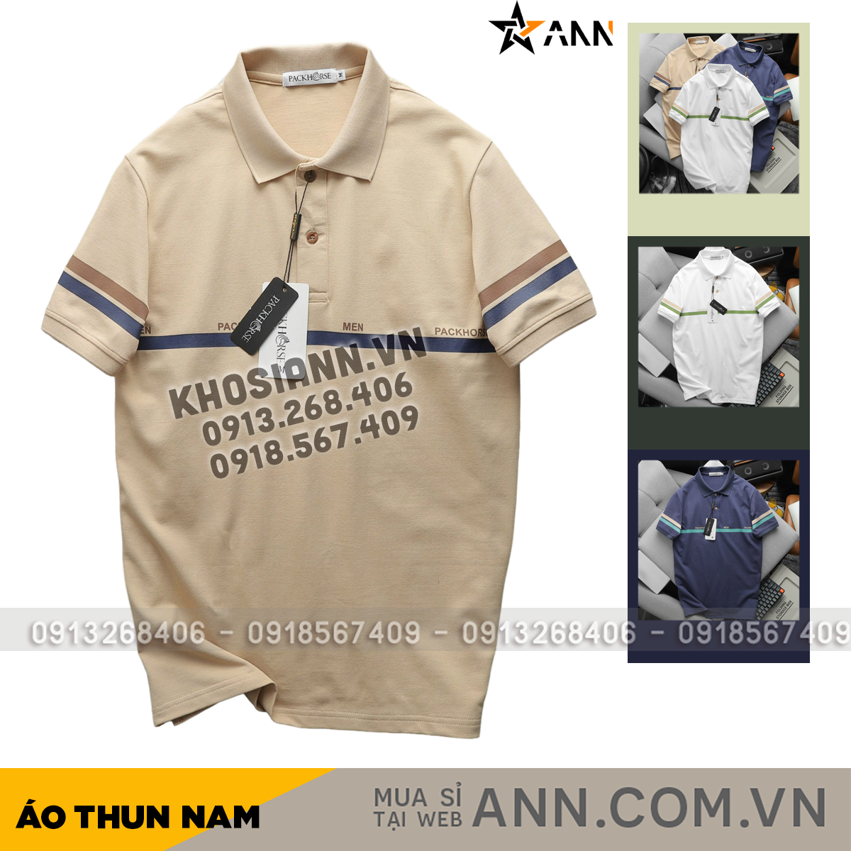 24464_1_20240604092851-3.png Áo Thun Nam Cổ Bẻ Pack Horse Viền 2 Sọc (Có Size 3x) - CS227