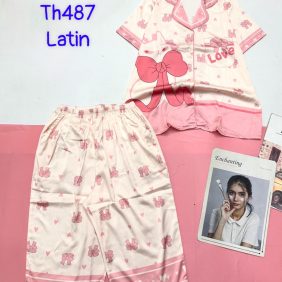 Đồ bộ quần lửng latin áo tay ngắn cổ bẻ in nhiều hình - DBO4742