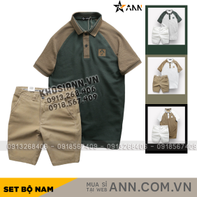 Set Bộ Nam Áo Polo Cổ Bẻ Phối Màu Quần Short Kaki Rurumen Cao Cấp - SBN121