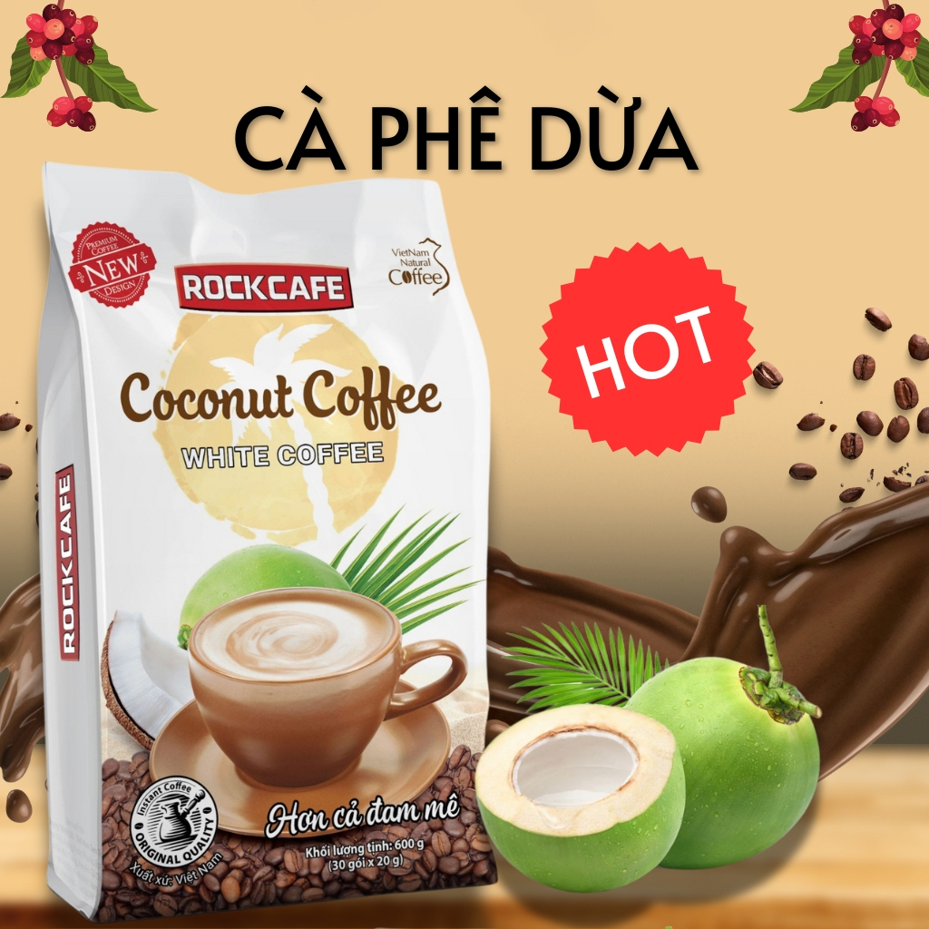 Giá sỉ cà Phê Dừa Coconut Coffee RockCafe Túi 30 Gói Giá sỉ cà Phê Dừa Coconut Coffee RockCafe Túi 30 Gói