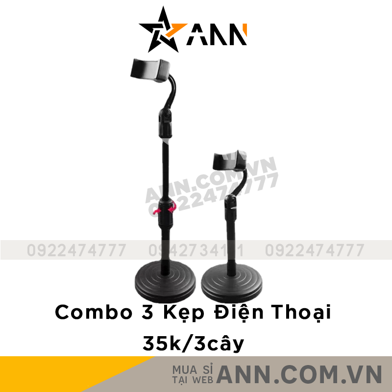 24562_127_20240617151127-1.png Combo 3 Giá Đỡ Điện Thoại Để Bàn - Kẹp Điện Thoại Livestream Quay Video 2 Tầng - Giá Màu Đen Đế Tròn Xoay 360 Độ 29.5xcm - KEPDT01