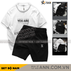 Set Bộ Nam Quần Short Thun Pack Horse Áo Thun Cổ Tròn In Chữ You Are Enough - SBN122