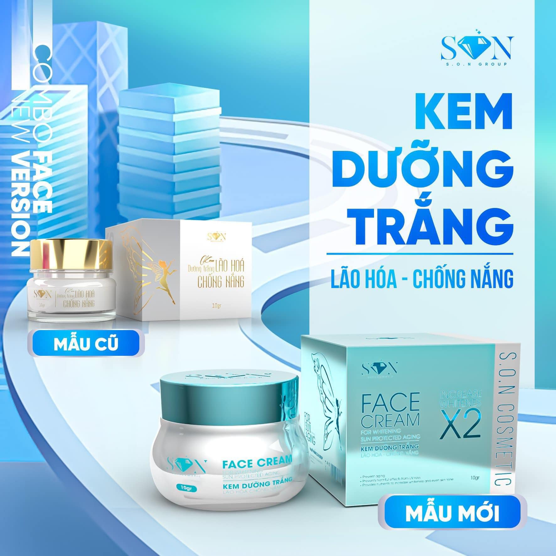 Combo Face Hỗ Trợ Giảm Nám Tím Xanh Biển SON Cosmetic Tặng Cao Bưởi Phiên Bản Mới Combo Face Hỗ Trợ Giảm Nám Tím Xanh Biển SON Cosmetic Tặng Cao Bưởi Phiên Bản Mới