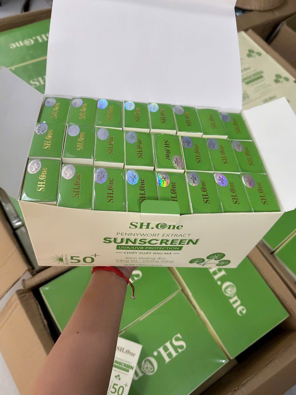 24692_z5639289795264-423c423d5db944f6f9effa175e12753a_20240716192017-1.jpg Kem Chống Nắng SH One Chiết Xuất Rau Má 60ml - KCNSHONE