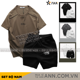 Set Bộ Nam Áo Thun Cổ Tròn Logo Chữ Nổi Quần Short Thun In Chữ Chicago - SBN123