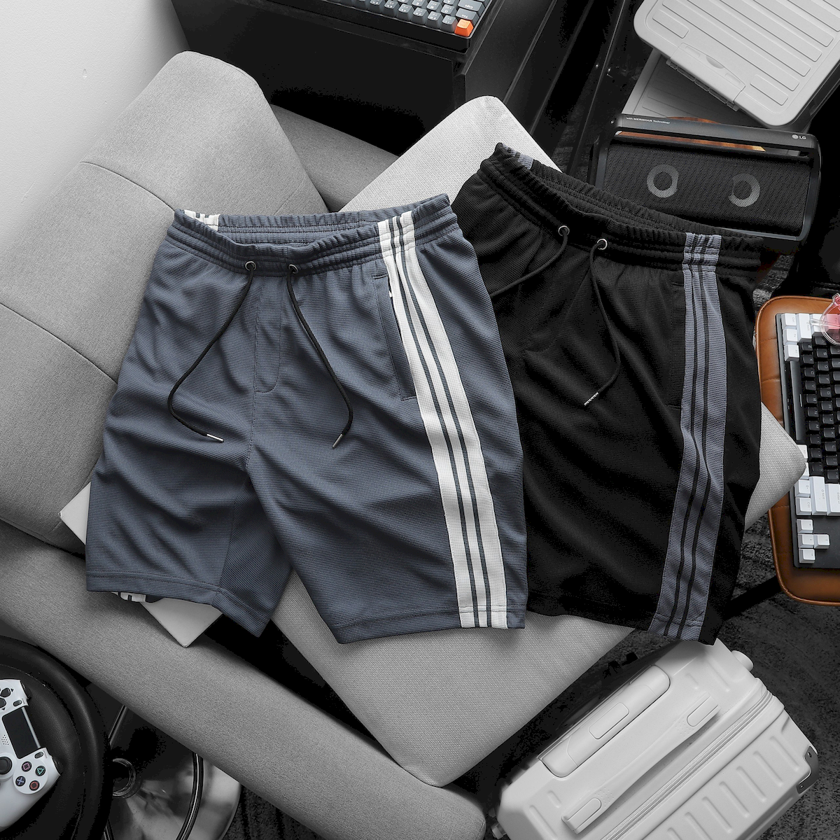 Quần Short Thun Nam Pack Horse Viền Sọc Thể Thao