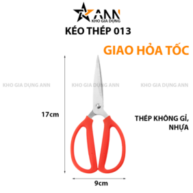 Kéo Cắt Đa Năng - Kéo Cắt 013 Làm Bằng Thép Không Rỉ Màu Đỏ 17x9x1,5cm - KCDN013