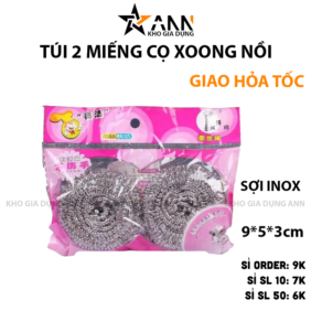 Túi 2 Miếng Cước Sắt - Miếng Rửa Chén Cước Sắt Rửa Chén Bát Cọ Xoong Nồi Đa Năng 9x5x3cm - TCS2M