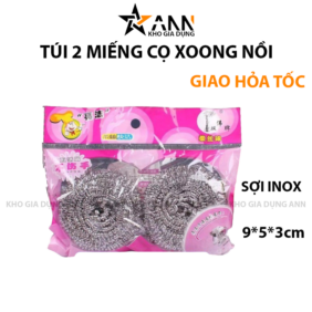 Túi 2 Miếng Cước Sắt - Miếng Rửa Chén Cước Sắt Rửa Chén Bát Cọ Xoong Nồi Đa Năng 9x5x3cm - TCS2M