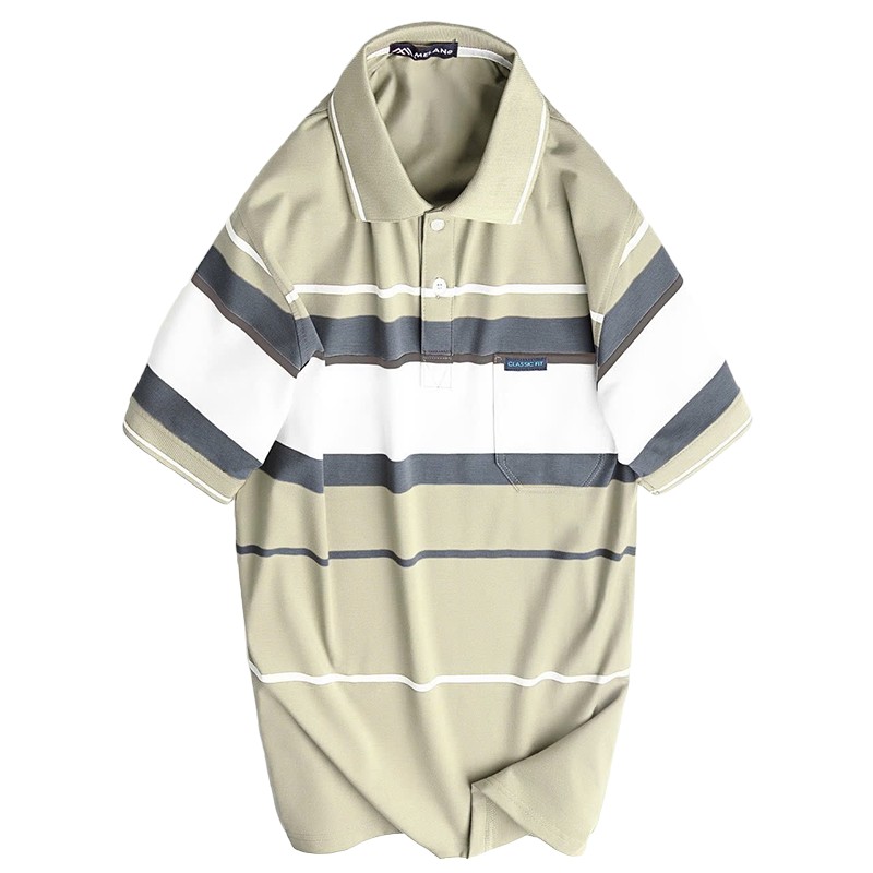 Shop sỉ áo Thun Sọc Có Cổ Nam Trung Niên Có Túi Thun Cotton Cao Cấp (Có size 3x)