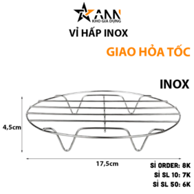 Vỉ Hấp Inox Không Gỉ Đa Năng 4 Chân Dùng Lót Đáy Nồi - Vỉ Hấp Inox Hấp Bánh Bao 4.5x17.5cm - VH01