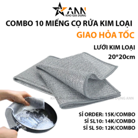 Combo 10 Miếng Lưới Rửa Chén Sợi Thép - Miếng Rửa Chén Bát Cọ Xoong Nồi Bằng Kim Loại Đa Năng 20x20cm - MCRKL01