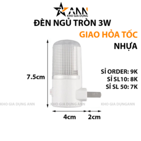 Đèn Ngủ 3W Tròn - Bóng Led Tiết Kiệm Điện 7,5x4cm - DNT3W