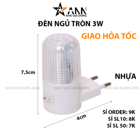 Đèn Ngủ Tròn 3W Bóng Led Tiết Kiệm Điện - DNT3W