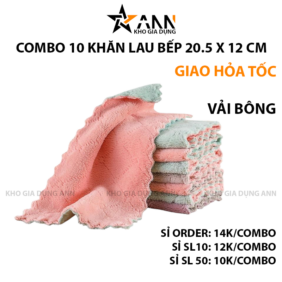 Combo 10 Khăn Lau Bếp Đa Năng - Khăn Bếp 2 Mặt Vải Mềm Mịn Siêu Thấm Nước 25x15Cm - KLBDN01