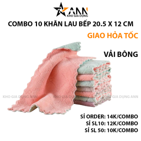 Combo 10 Khăn Lau Bếp 2 Mặt Mềm Mịn 20.5X12 Cm - KLBDN01