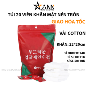 Túi 20 Khăn Mặt Nén Dạng Viên Dùng 1 Lần - KMNT01