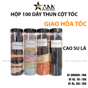 Hộp 100 Dây Thun Buộc Tóc Cao Su - Thun Cột Tóc Kèm Hộp Đựng Thun 4cm - HDT100