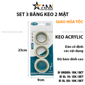 Set 3 Cuộn Băng Keo 2 Mặt - Cuộn Keo 23X9 Cm - BK2M01