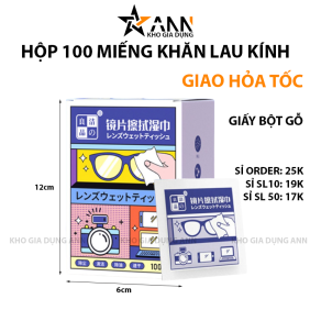 Hộp 100 Khăn Lau Kính Hộp 12X16 Cm - KLK01