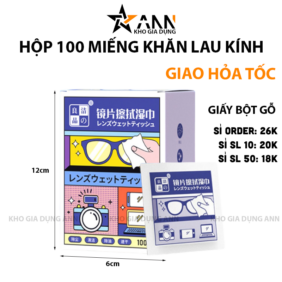 Hộp 100 Khăn Lau Kính Hộp 12X16 Cm - KLK01