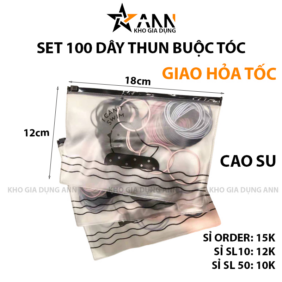 Set 100 Dây Thun Buộc Tóc Có Túi Zip 18x12cm - DTBT100