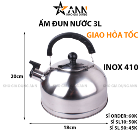 Ấm Đun Nước 3L Inox 410 Chịu Nhiệt 30x18cm - ADN3L