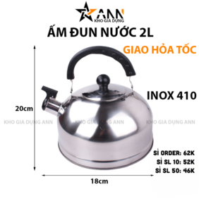 Ấm Đun Nước 2L Inox 410 Chịu Nhiệt 30x18cm - ADN3L