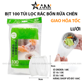 Túi Lọc Rác Bồn Rửa Chén (Set 100 Cái 9x9cm) Hàng Đủ SL 100c - TLR01