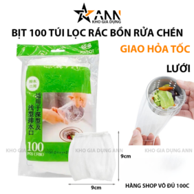 Túi Lọc Rác Bồn Rửa Chén (Set 100 Cái 9x9cm) Hàng Đủ SL 100c - TLR01