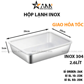 Hộp Đựng Thực Phẩm Lạnh Inox Size To 26x20x5cm - HDTPL01