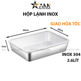 Hộp Đựng Thực Phẩm Lạnh Inox Size To 26x20x5cm - HDTPL01