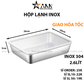 Hộp Đựng Thực Phẩm Lạnh Inox Size To 26x20x5cm - HDTPL01