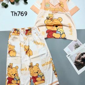 Đồ bộ pijama siêu mát quần lửng áo tay ngắn in hình thú - DBO4965