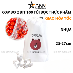 Combo 2 Bịt 100 Túi Bọc Thực Phẩm Co Giãn Siêu Dai Dùng 1 Lần 17x21x4cm - BTPCG01