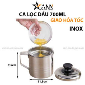 Ca Lọc Dầu Inox 304 Có Lưới Lọc Cặn Và Tạp Chất Tiện Lợi 700ml - CLD01