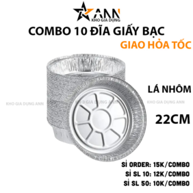 Combo 10 Đĩa Giấy Bạc Lót Nồi Chiên Không Dầu Lò Nướng 22cm - DGBLN01