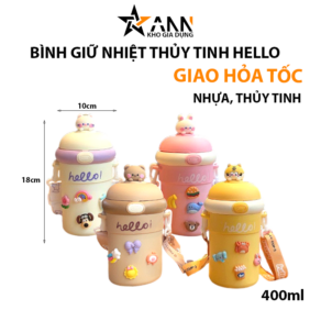 Bình Giữ Nhiệt Thủy Tinh Hello 400ml - BCNTTHL01