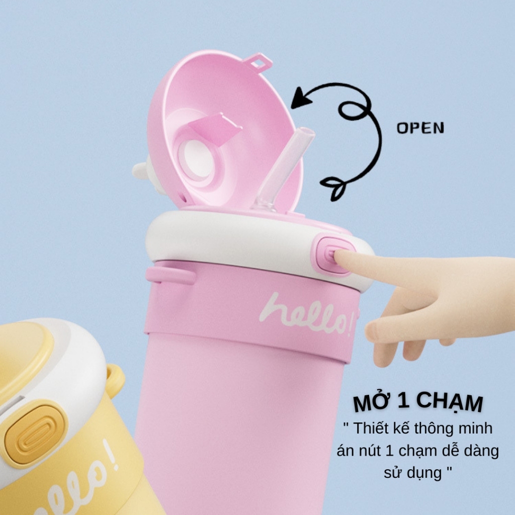 Kho sỉ bình Giữ Nhiệt Thủy Tinh Hello 400ml Kho sỉ bình Giữ Nhiệt Thủy Tinh Hello 400ml