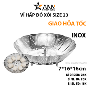 Vỉ Hấp Đồ Xôi Inox Size 23 Xòe Cánh 3 Chân 16x16x7cm - VHDX01