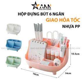 Hộp Đựng Bút 6 Ngăn Tặng Kèm Sticker Dễ Thương 19x14x10.5cm - HDBDN01