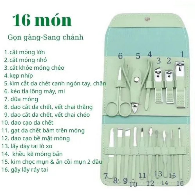 24974_vn-11134207-7r98o-lrx8z3b3mnr806_20240827172929-4.jpg Bộ Cắt Móng Tay 16 Món Bằng Thép Không Gỉ Kèm Bao - BCMT13M01