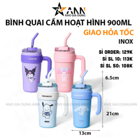 Bình Giữ Nhiệt Inox Có Tay Cầm Hoạt Hình 900ml - BGNTCHH01