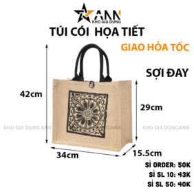 Túi Cói Size To Túi Xách Cói Họa Tiết Đơn Giản 34x29cm - TCHTDG01