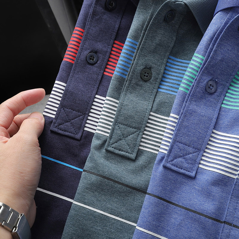 Áo Thun Nam Cổ Bẻ Có Túi Hoạ Tiết Sọc Ngang In Dẻo (Có size 3x)