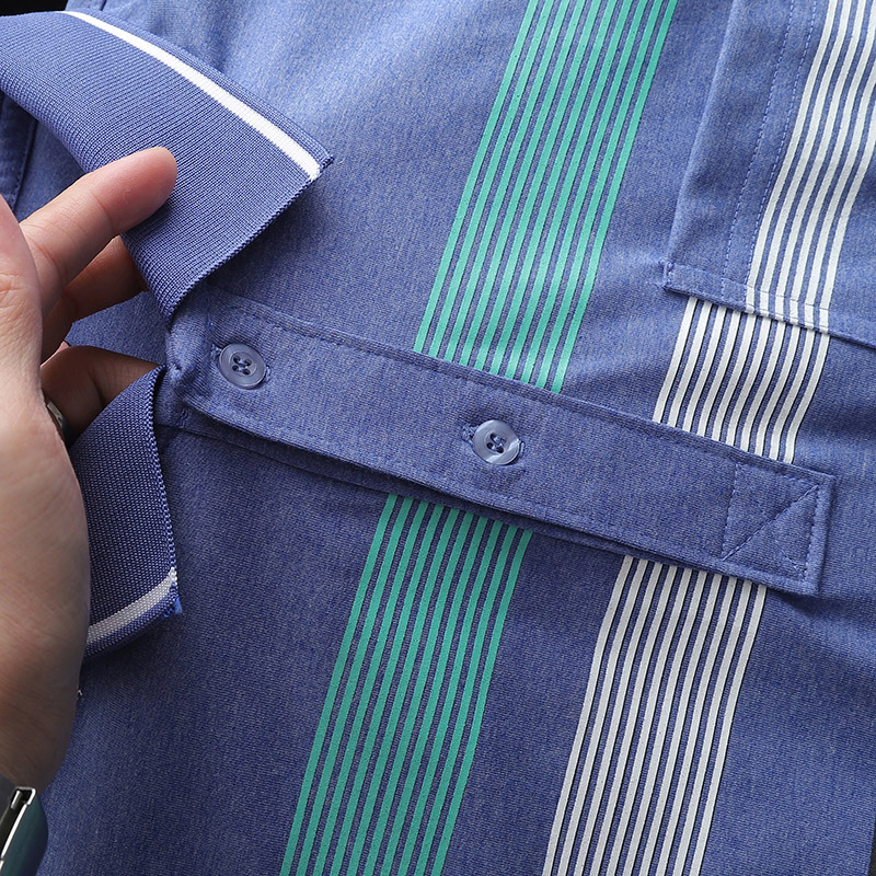 Áo Thun Nam Cổ Bẻ Có Túi Hoạ Tiết Sọc Ngang In Dẻo (Có size 3x)