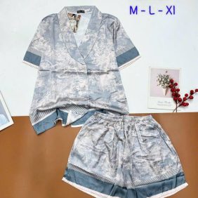 Đồ bộ vải latin pijama quần đùi áo tay ngắn cổ xéo mới - DBO5006