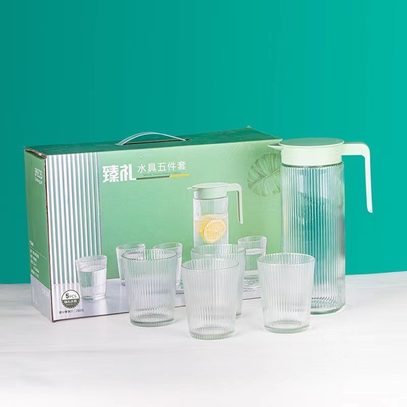 Giá sỉ bộ Bình Thủy Tinh Chịu Nhiệt 5 Món Hoạ Tiết Vân Sọc Giá sỉ bộ Bình Thủy Tinh Chịu Nhiệt 5 Món Hoạ Tiết Vân Sọc